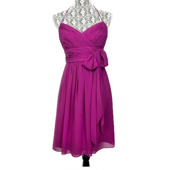 Lauren Ralph Lauren Halter Bow Dress in berry - Size: 4 - Picture 2 of 15